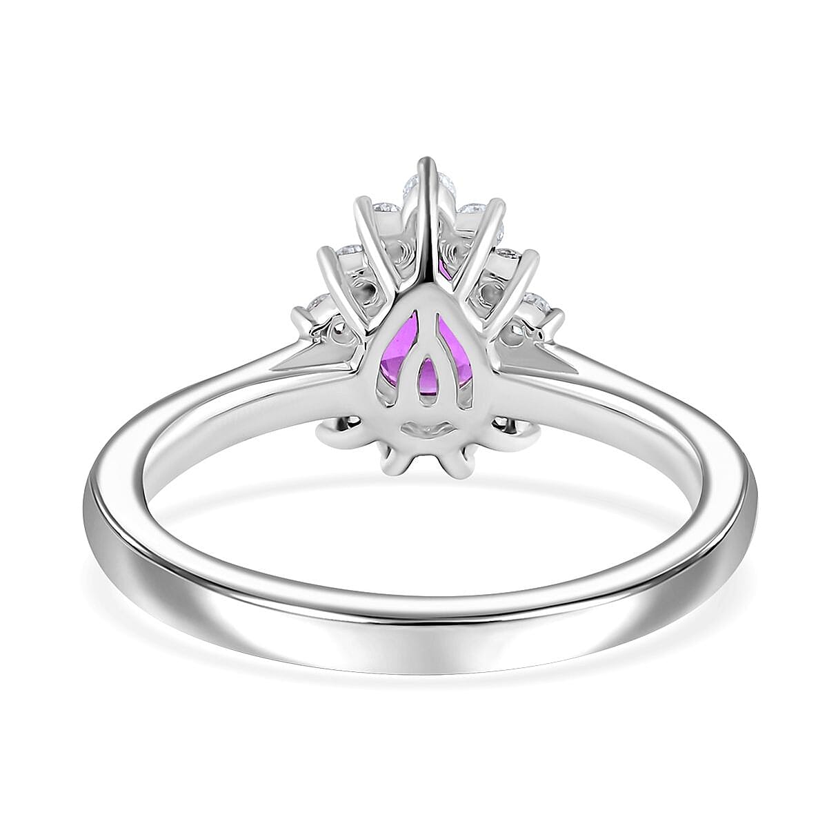 Certified & Appraised Rhapsody 950 Platinum AAAA Madagascar Purple Sapphire and E-F VS Diamond Ring (Size 8.5) 5.40 Grams 1.00 ctw image number 4