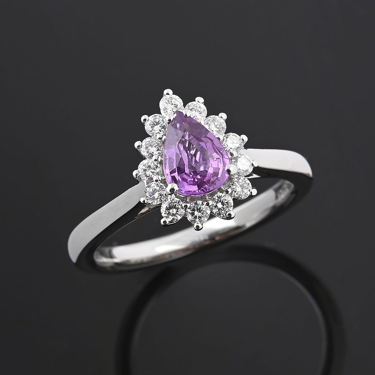 Certified & Appraised Rhapsody 950 Platinum AAAA Madagascar Purple Sapphire and E-F VS Diamond Ring (Size 9.0) 5.40 Grams 1.00 ctw image number 1