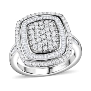 Diamond 1.00 ctw Art Deco Ring in Rhodium Over Sterling Silver (Size 7.0)