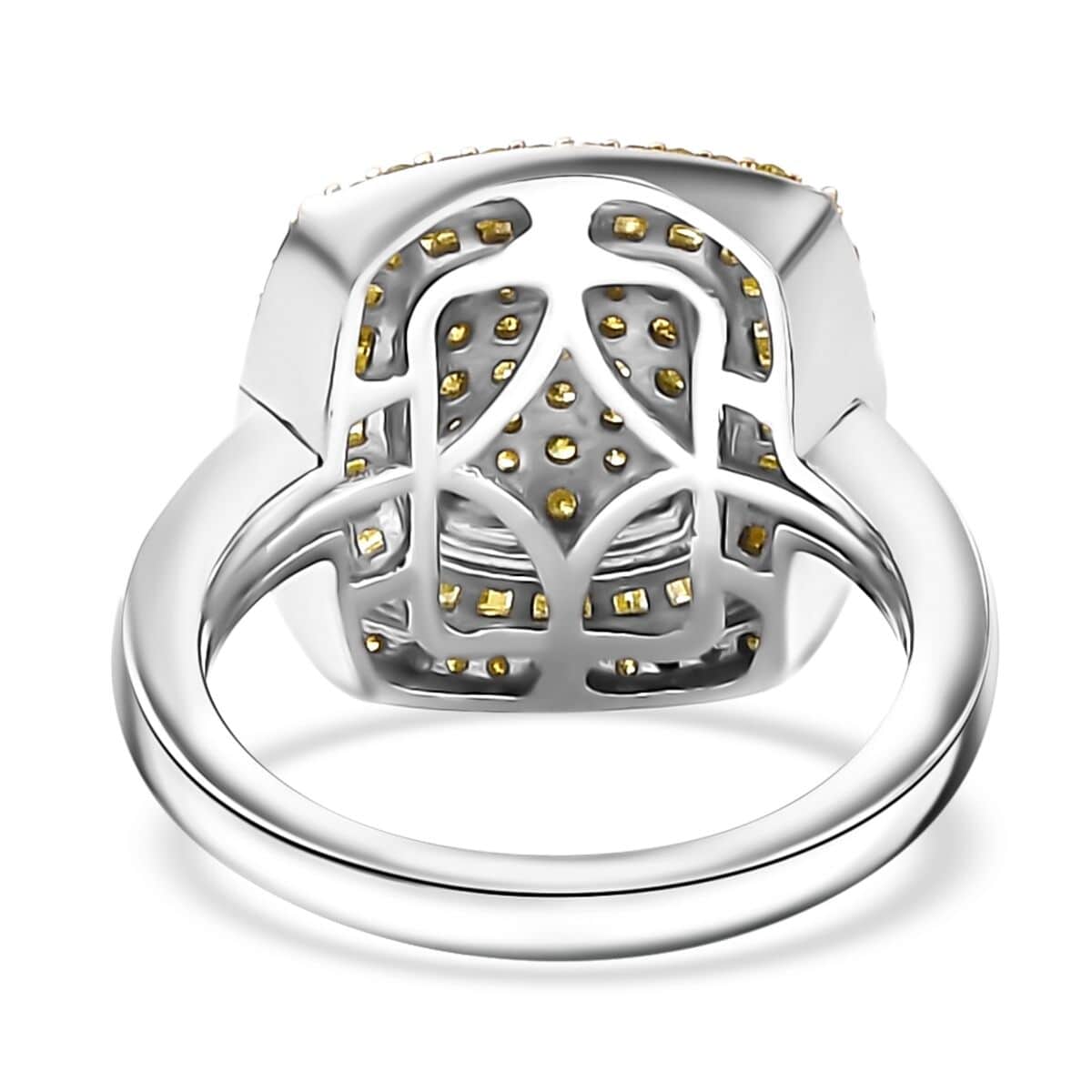 Yellow Diamond 1.00 ctw Art Deco Ring in Rhodium Over Sterling Silver (Size 10.0) image number 4