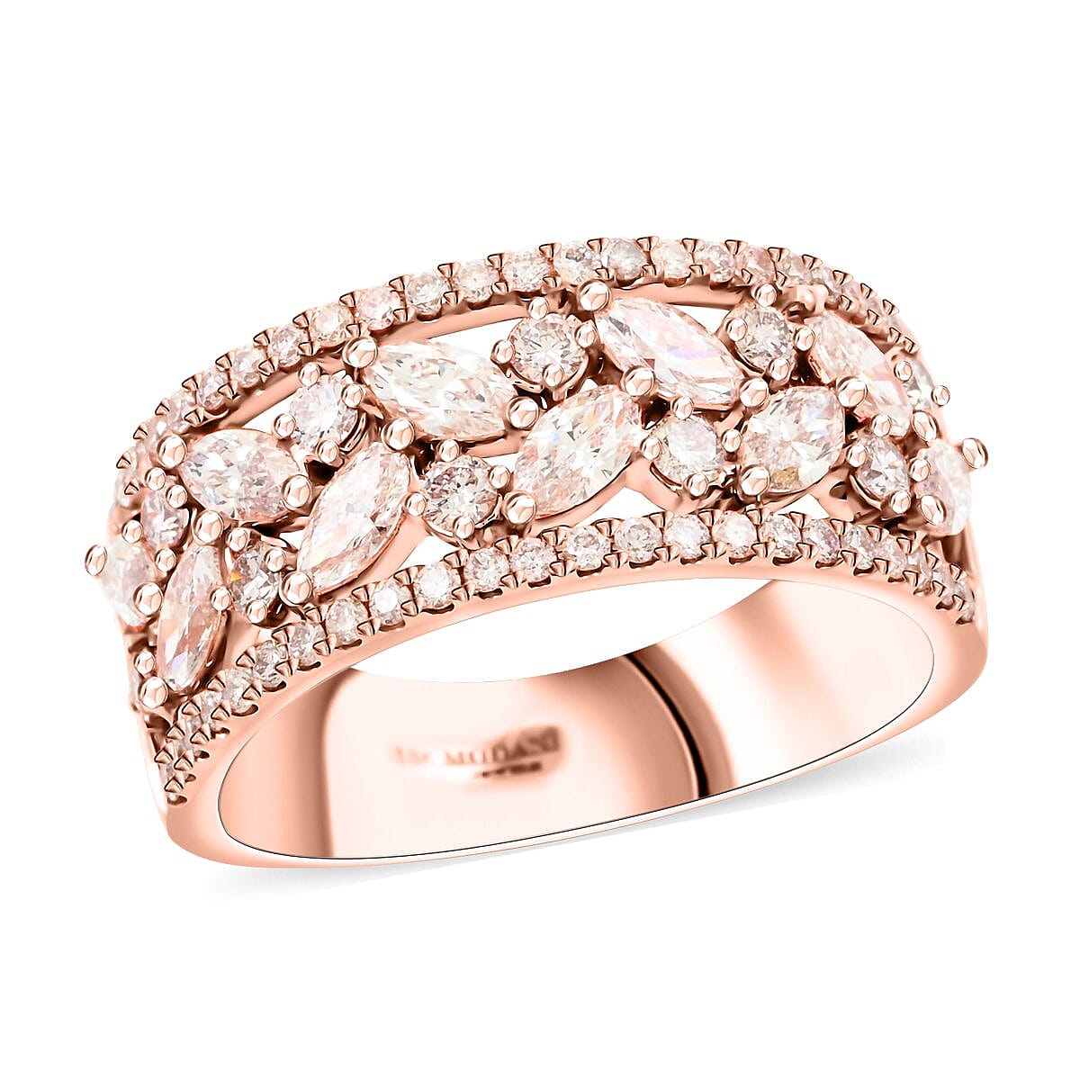 Modani 18K Rose Gold Natural Pink Diamond I2-I3 Ring (Size 10.0) 5.60 Grams 1.35 ctw (Del. in 10-12 Days)