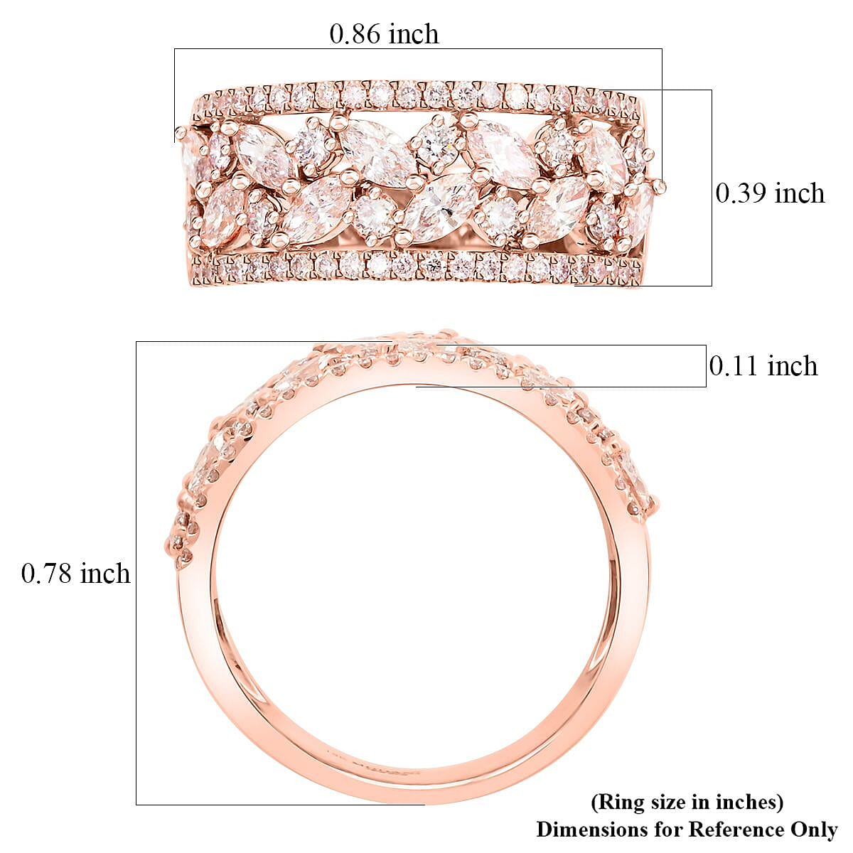Modani 18K Rose Gold Natural Pink Diamond I2-I3 Ring (Size 10.0) 5.60 Grams 1.35 ctw (Del. in 10-12 Days)