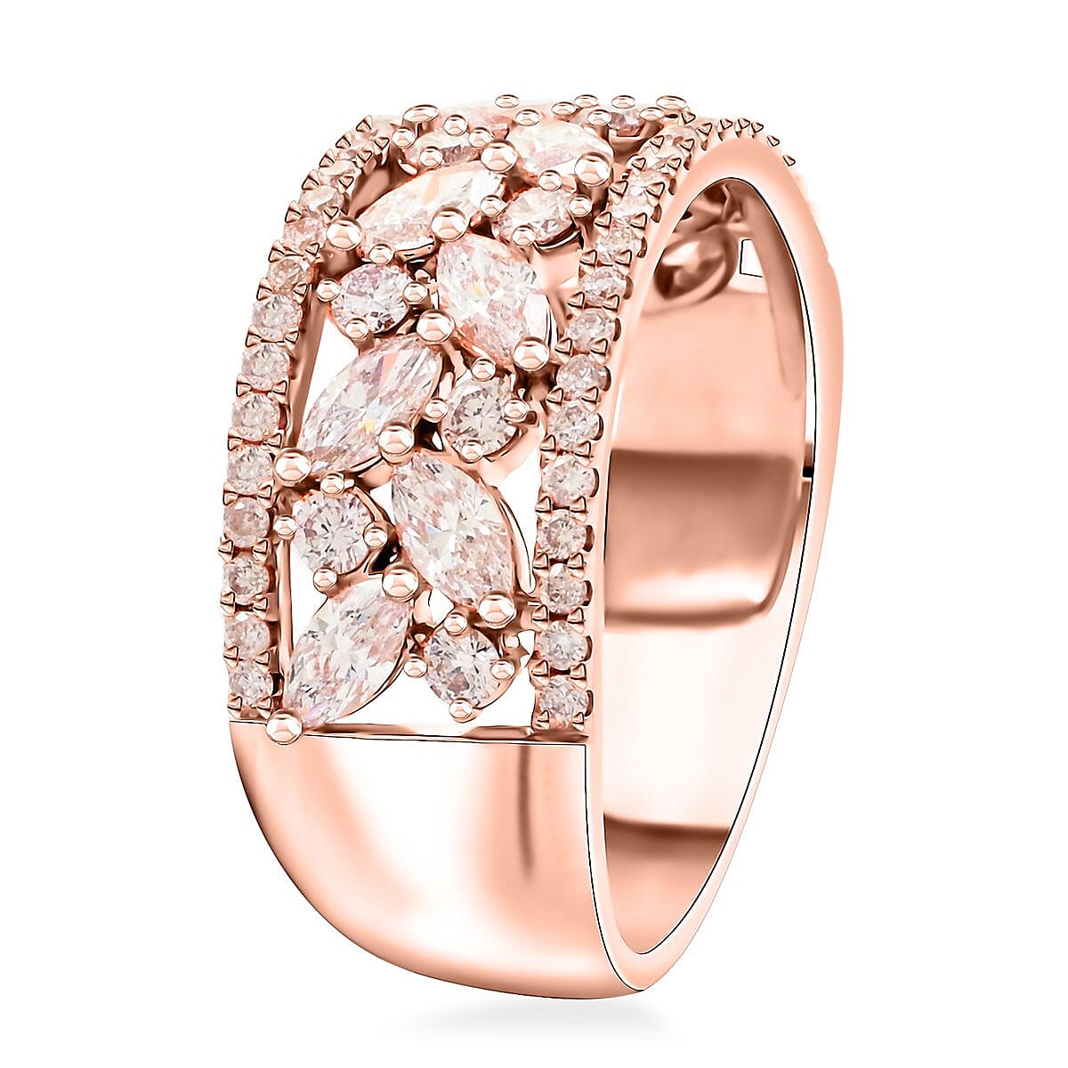 Modani 18K Rose Gold Natural Pink Diamond I2-I3 Ring (Size 7.0) 5.60 Grams 1.35 ctw (Del. in 10-12 Days) image number 3