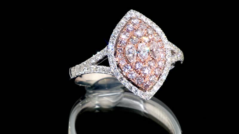 Modani 14K Rose and White Gold Natural Pink and White Diamond (I2-I3) Ring (Size 10.0) (Del. in 10-12 Days) 1.00 ctw