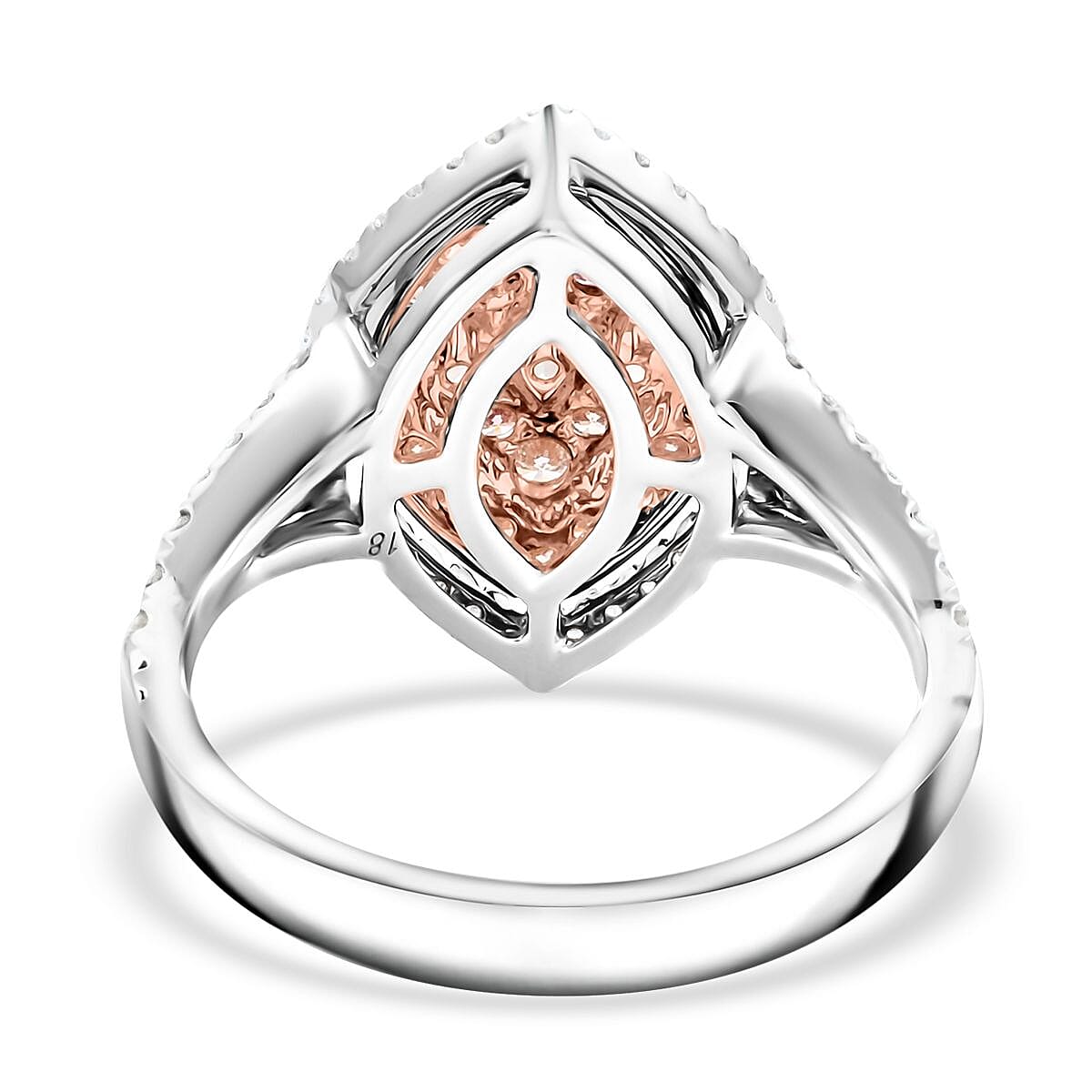 Modani I2-I3 Natural Pink and White Diamond 1.00 ctw Ring in 14K Rose and White Gold (Size 8.5)  image number 4
