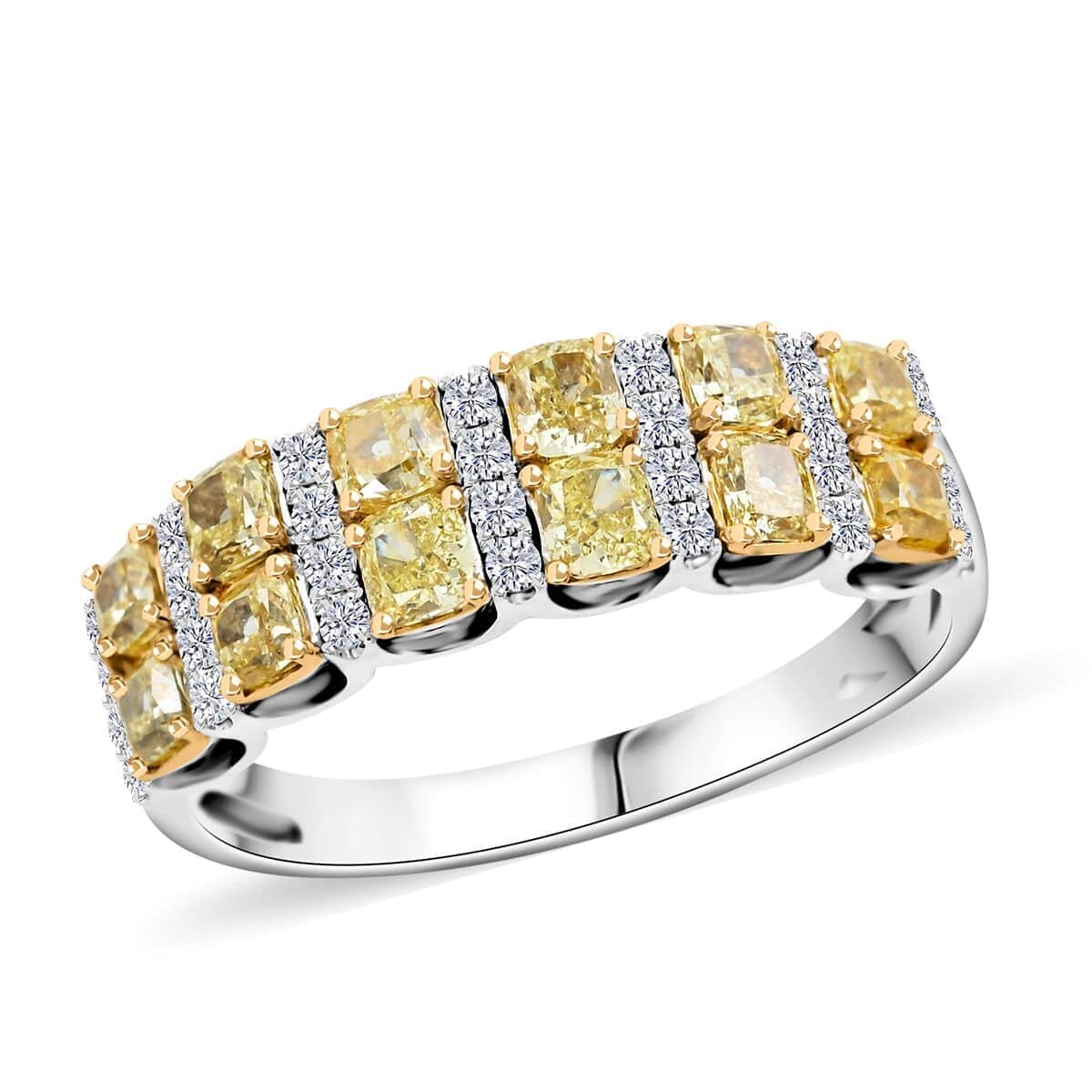 Modani 14K Yellow & White Gold Natural Yellow and White Diamond (I2-I3) Ring (Size 10.0) 1.25 ctw image number 0