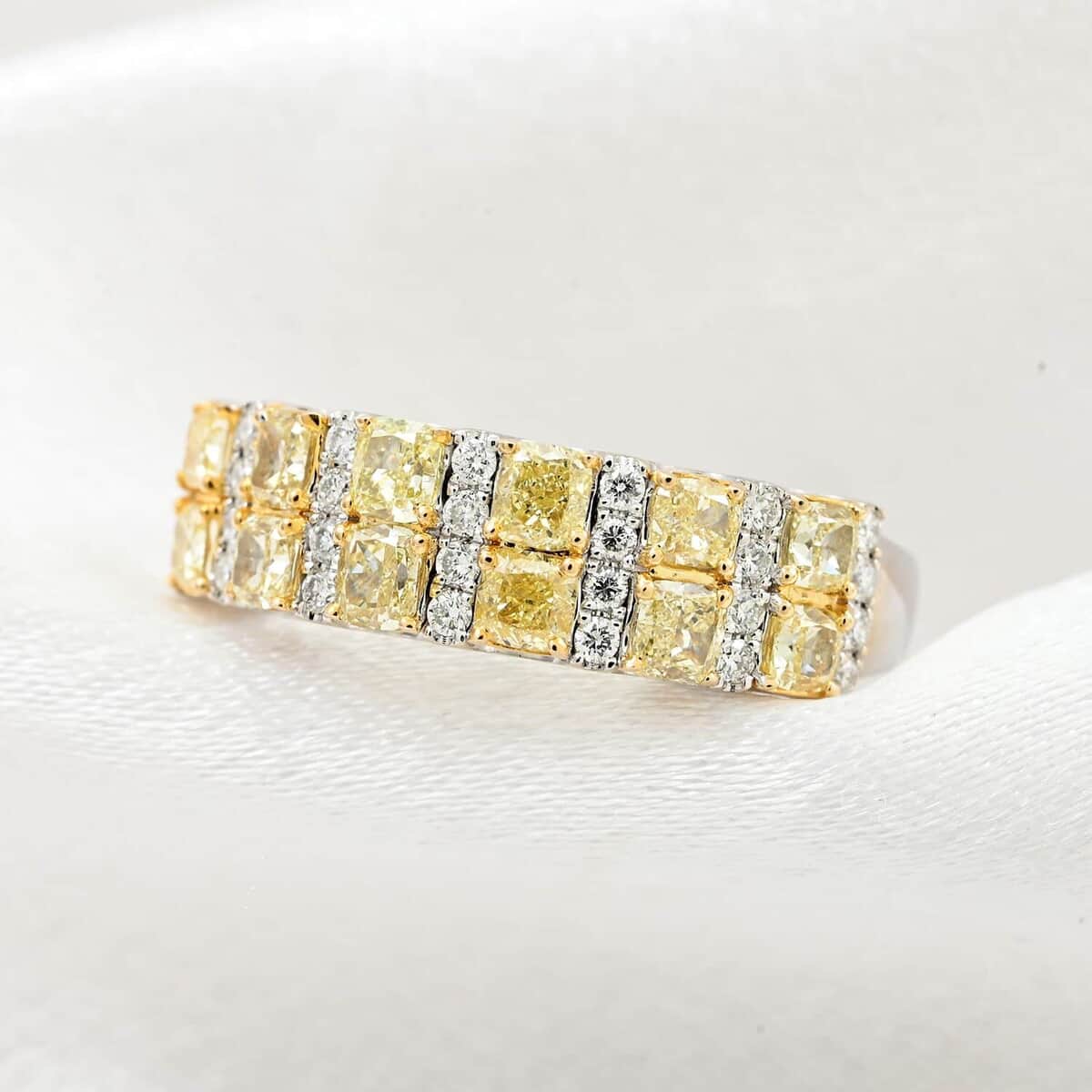 Modani 14K Yellow & White Gold Natural Yellow and White Diamond (I2-I3) Ring (Size 10.0) 1.25 ctw image number 1