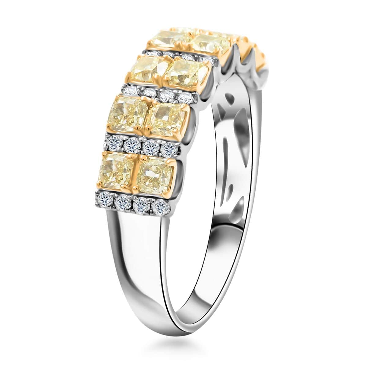 Modani 14K Yellow & White Gold Natural Yellow and White Diamond (I2-I3) Ring (Size 10.0) 1.25 ctw image number 3