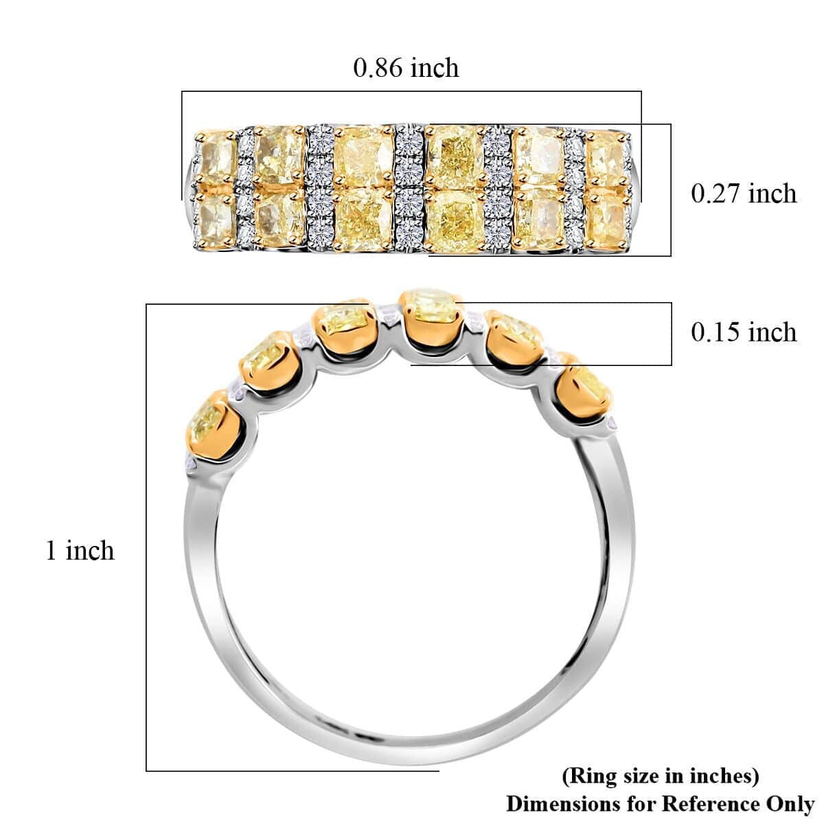 Modani 14K Yellow & White Gold Natural Yellow and White Diamond (I2-I3) Ring (Size 10.0) 1.25 ctw image number 5