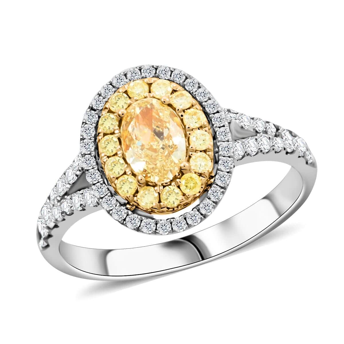 Modani 18K Yellow and White Gold Natural Yellow and White Diamond (I2-I3) Ring (Size 10.0) 1.15 ctw image number 0