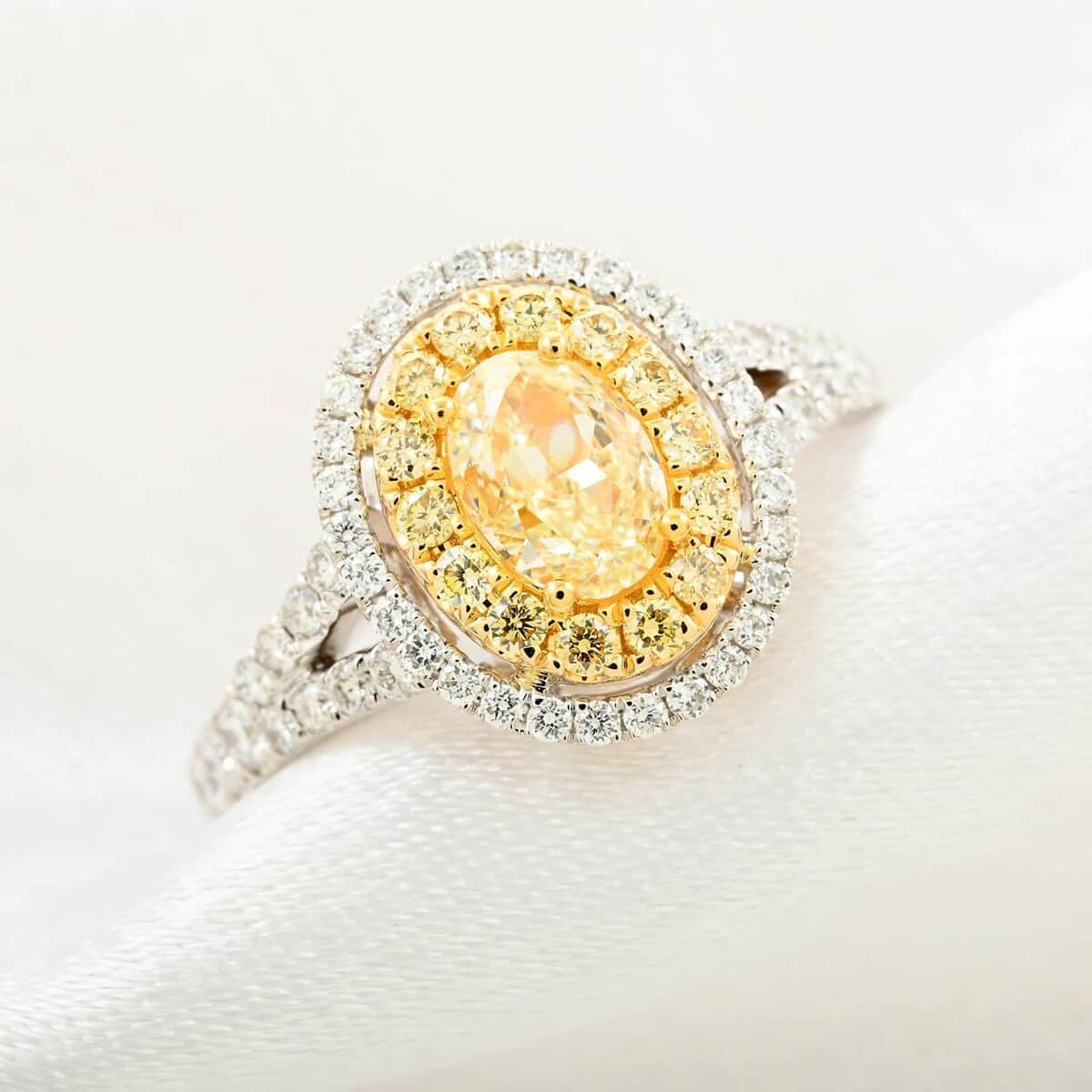 Modani 18K Yellow and White Gold Natural Yellow and White Diamond (I2-I3) Ring (Size 10.0) 1.15 ctw image number 1