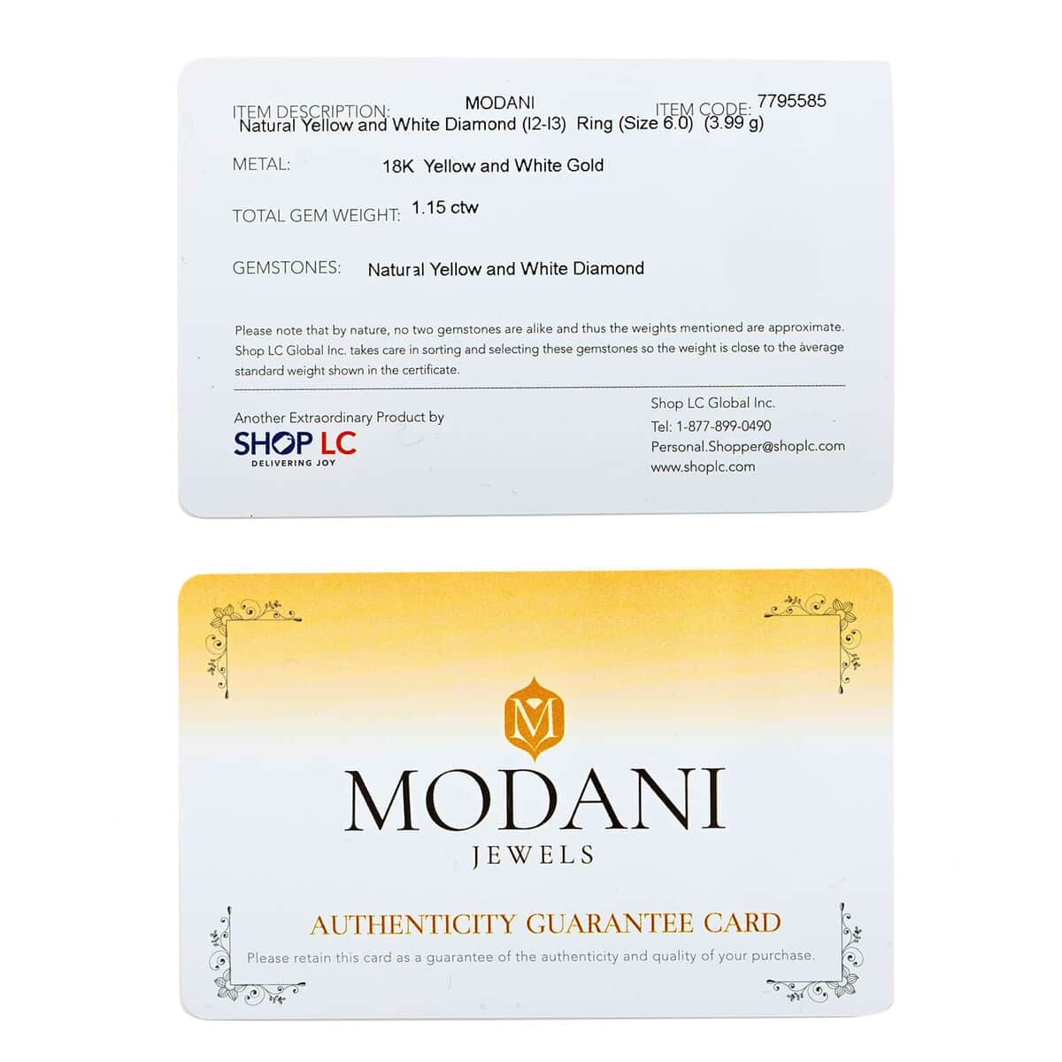 Modani 18K Yellow and White Gold Natural Yellow and White Diamond (I2-I3) Ring (Size 10.0) 1.15 ctw image number 6