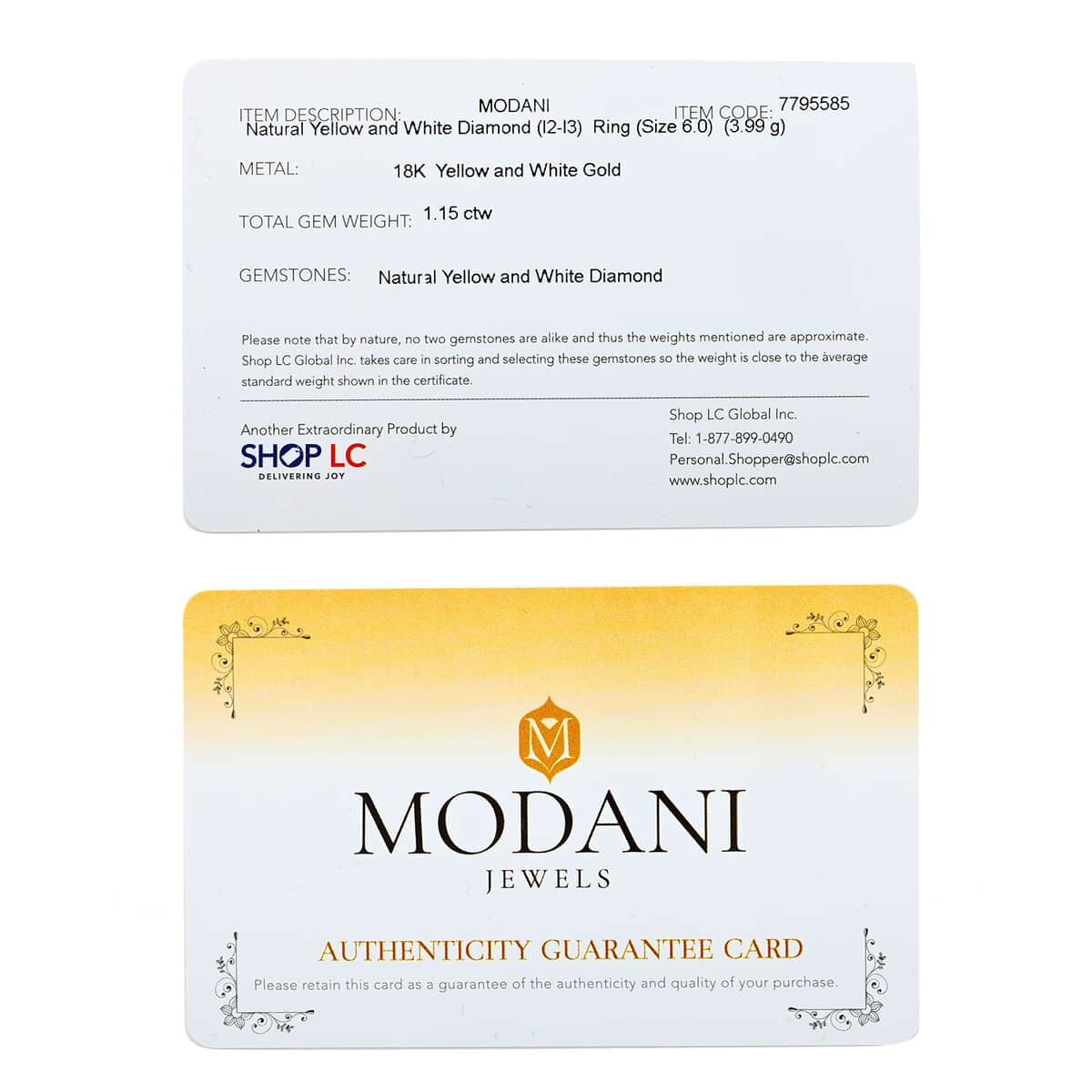 Modani 18K Yellow and White Gold Natural Yellow and White Diamond I2-I3 Ring (Size 5.0) 1.15 ctw image number 6