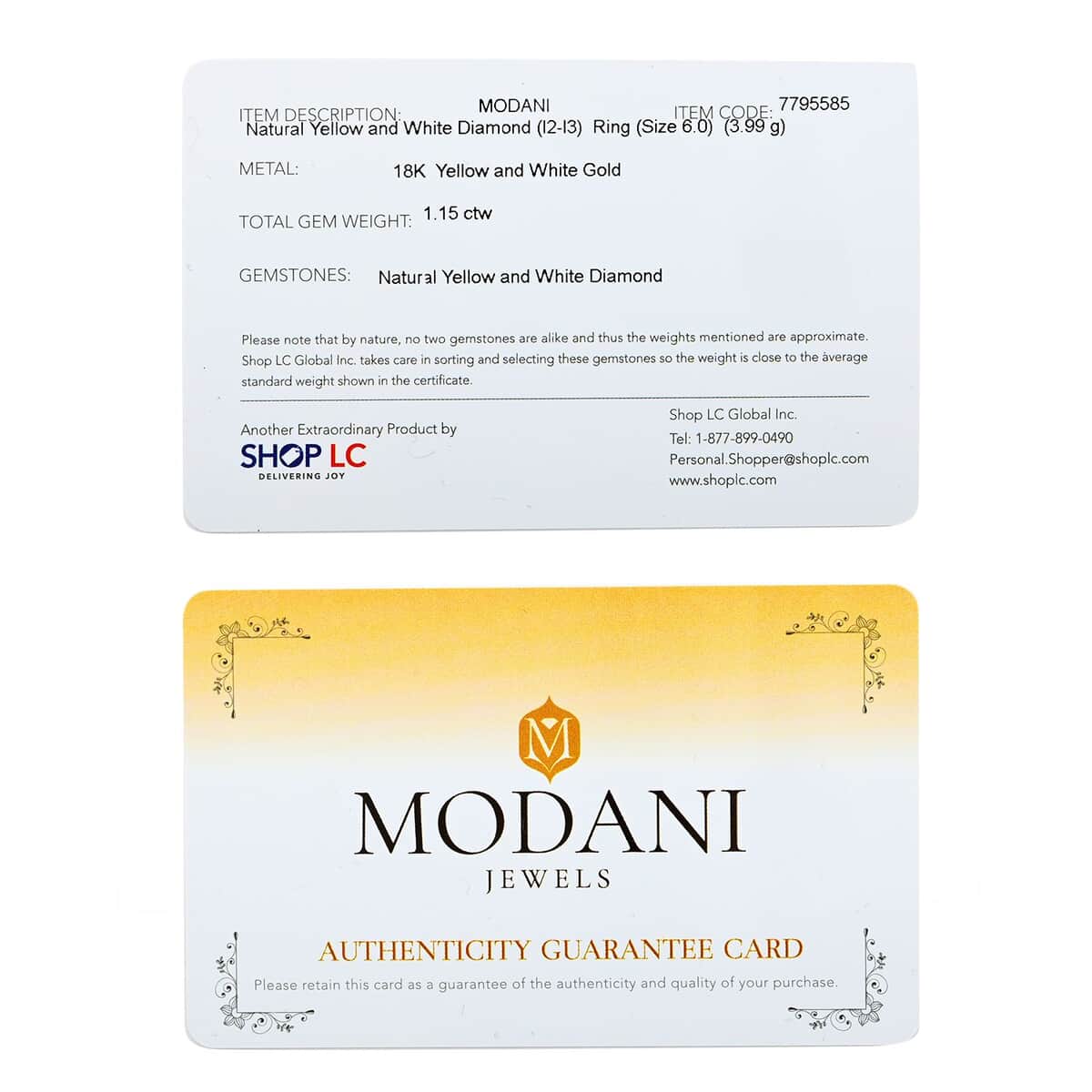 Modani I2-I3 Natural Yellow and White Diamond 1.15 ctw Ring in 18K Yellow and White Gold (Size 6.0) image number 6