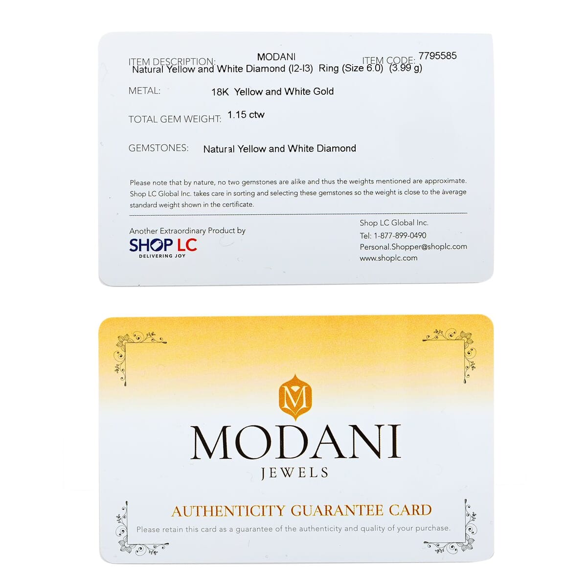 Modani I2-I3 Natural Yellow and White Diamond 1.15 ctw Ring in 18K Yellow and White Gold (Size 7.5) image number 6
