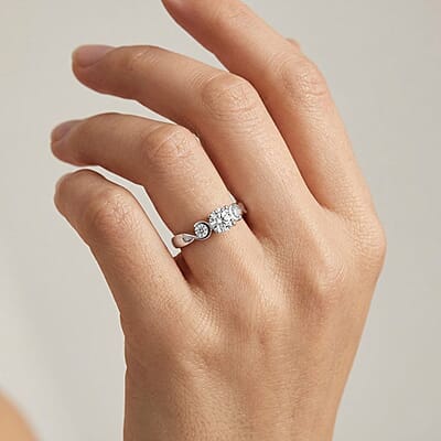 Moissanite 0.70 ctw Ring in Rhodium Over Sterling Silver (Size 8.0)