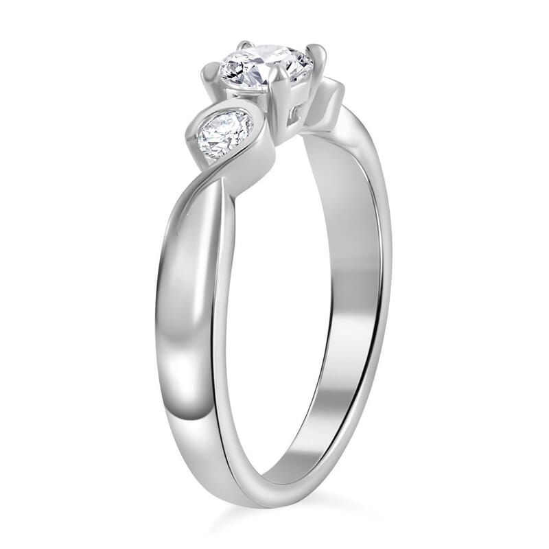 Moissanite 0.70 ctw Ring in Rhodium Over Sterling Silver (Size 8.0)