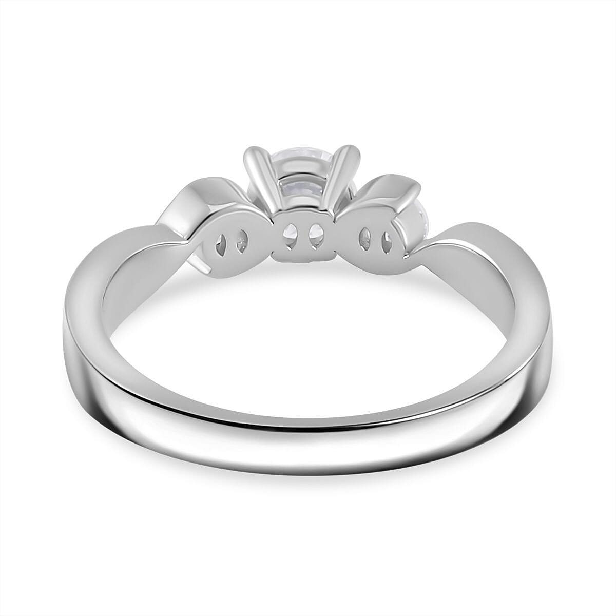 Moissanite 0.70 ctw Ring in Rhodium Over Sterling Silver (Size 8.0)