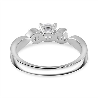 Moissanite 0.70 ctw Ring in Rhodium Over Sterling Silver (Size 8.0)