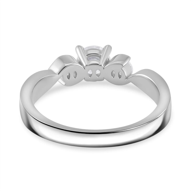 Moissanite 0.70 ctw Ring in Rhodium Over Sterling Silver (Size 8.0)