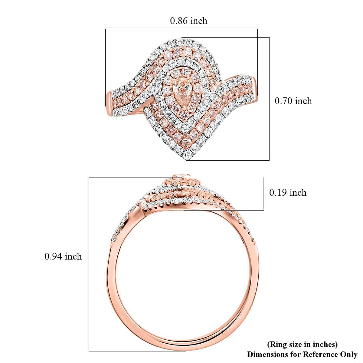 Modani I2-I3 Natural Pink Diamond 1.25 ctw Ring in 14K Rose Gold (Size 10.0)