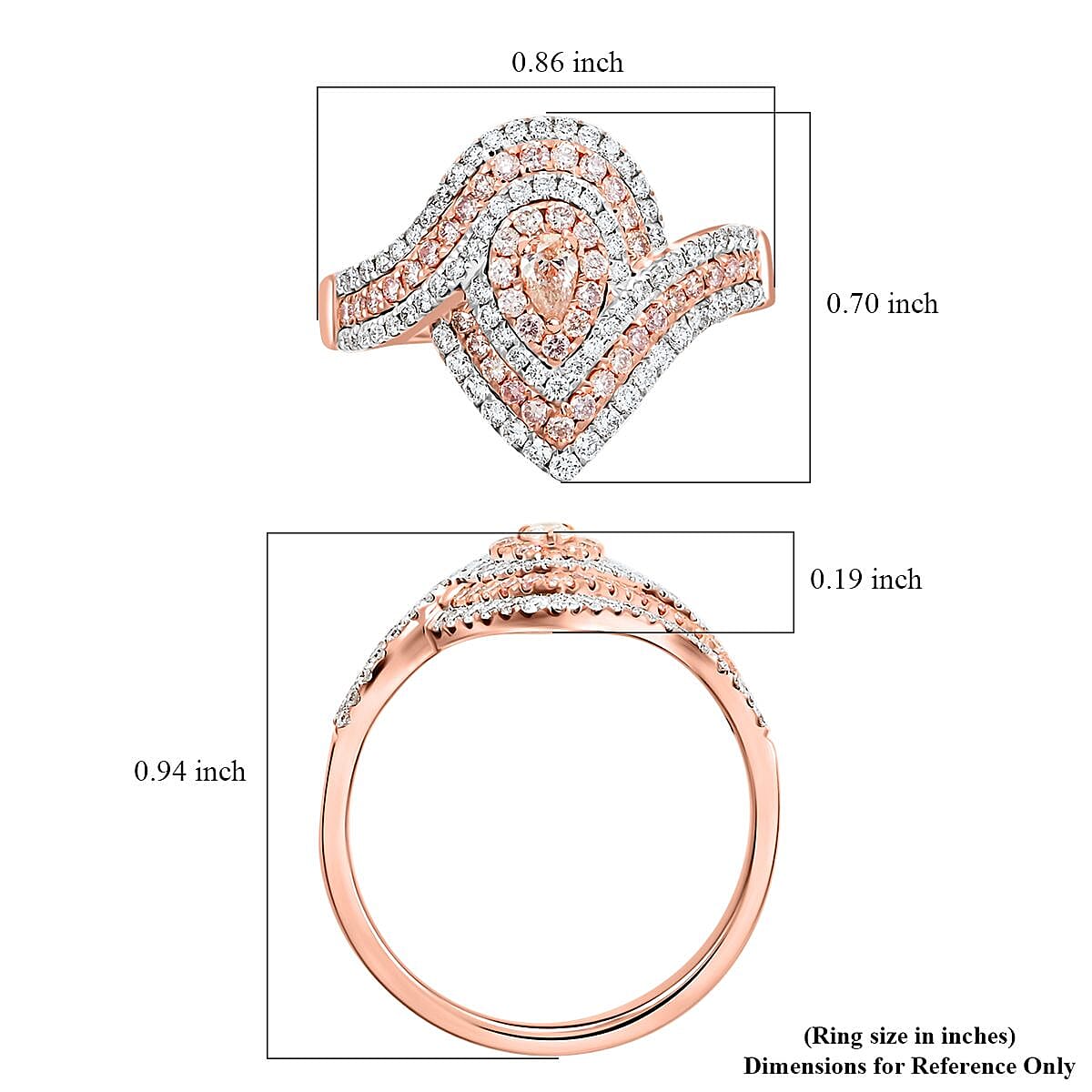 Modani I2-I3 Natural Pink Diamond 1.25 ctw Ring in 14K Rose Gold (Size 5.0) image number 5