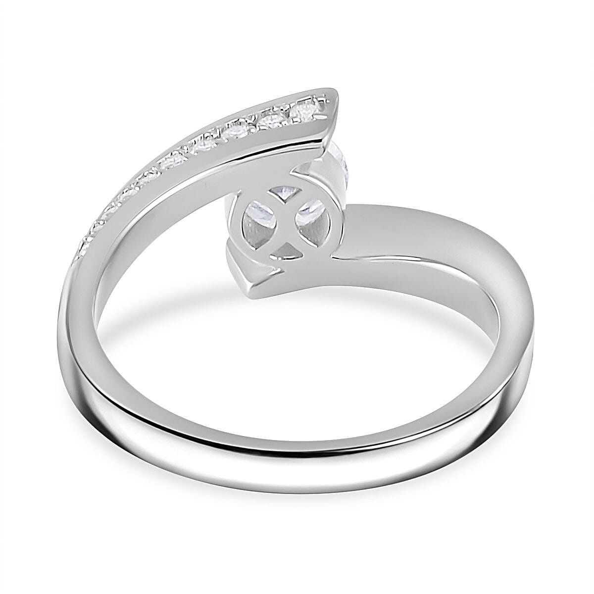 Moissanite 1.10 ctw Ring in Rhodium Over Sterling Silver (Size 6.5) image number 3