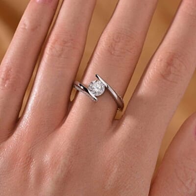 Moissanite 0.97 ctw Ring in Rhodium Over Sterling Silver (Size 10)