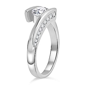 Moissanite 0.97 ctw Ring in Rhodium Over Sterling Silver (Size 10)