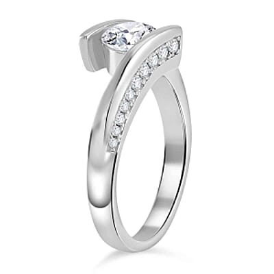 Moissanite 0.97 ctw Ring in Rhodium Over Sterling Silver (Size 10)
