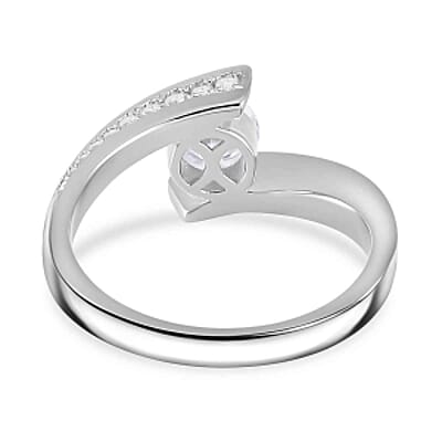 Moissanite 0.97 ctw Ring in Rhodium Over Sterling Silver (Size 10)