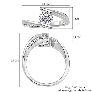 Moissanite 0.97 ctw Ring in Rhodium Over Sterling Silver (Size 10)