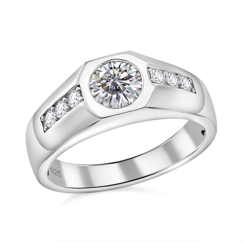 Moissanite 1.00 ctw Ring in Rhodium Over Sterling Silver (Size 5.5)