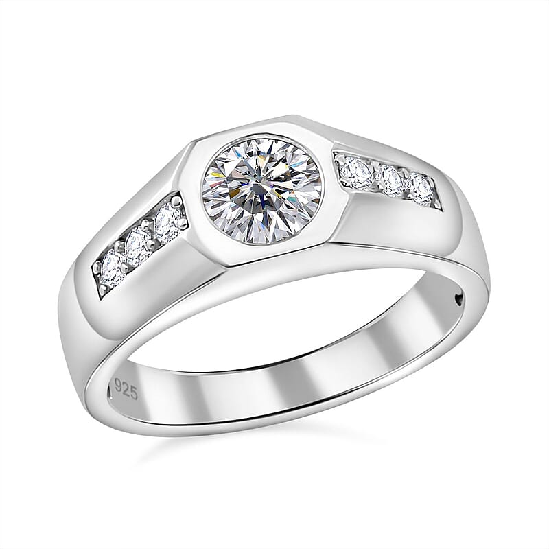 Moissanite 1.00 ctw Ring in Rhodium Over Sterling Silver (Size 5.5)