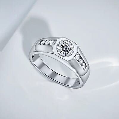 Moissanite 1.00 ctw Ring in Rhodium Over Sterling Silver (Size 5.5)