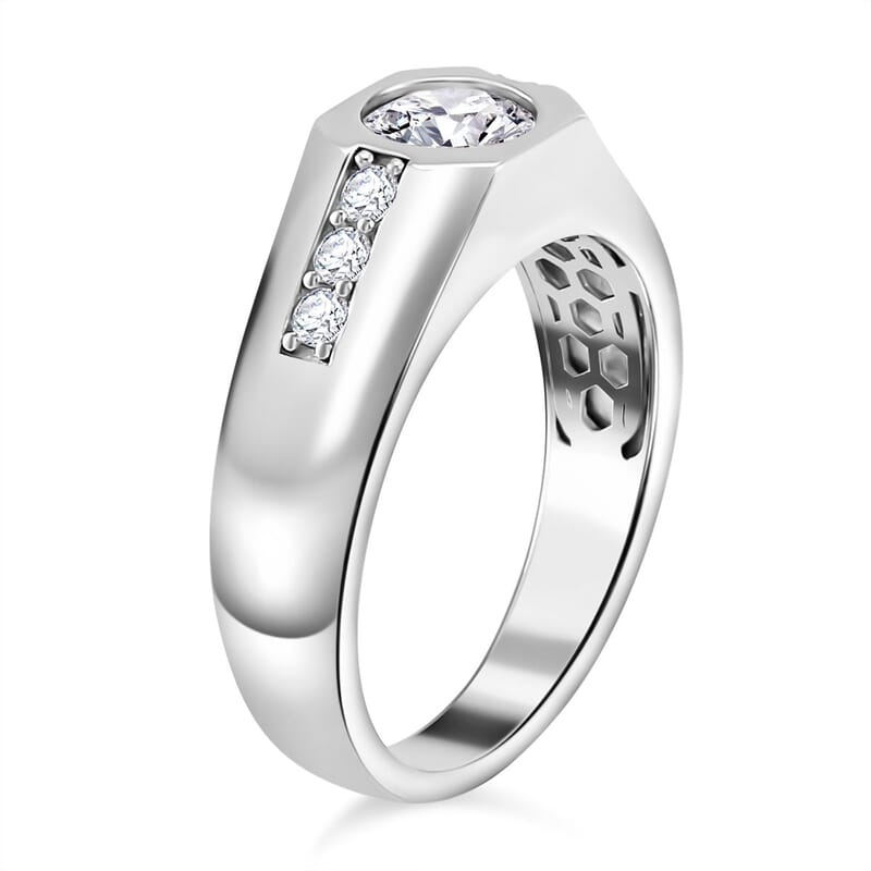 Moissanite 1.00 ctw Ring in Rhodium Over Sterling Silver (Size 5.5)