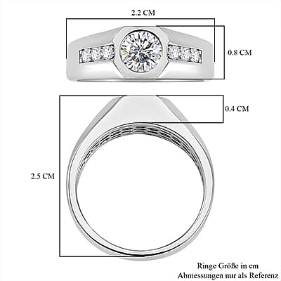 Moissanite 1.00 ctw Ring in Rhodium Over Sterling Silver (Size 5.5)