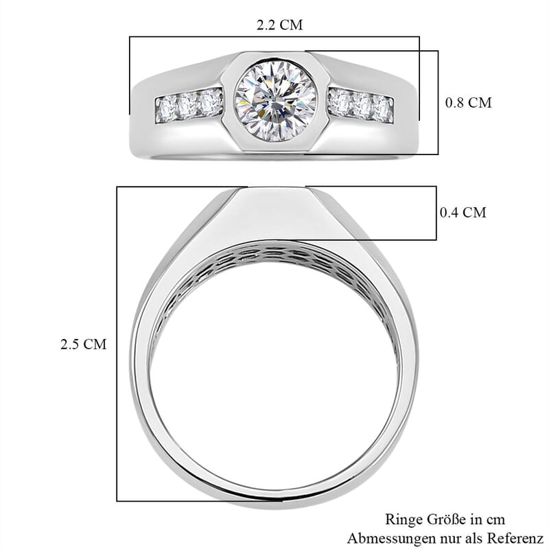 Moissanite 1.00 ctw Ring in Rhodium Over Sterling Silver (Size 5.5)