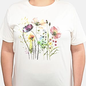 White 100% Cotton Floral Print T-Shirt (S-L)