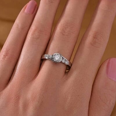 Moissanite 0.74 ctw Ring in Rhodium Over Sterling Silver (Size 6.5)