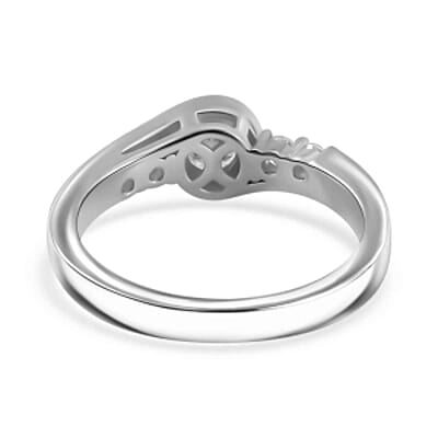 Moissanite 0.74 ctw Ring in Rhodium Over Sterling Silver (Size 6.5)