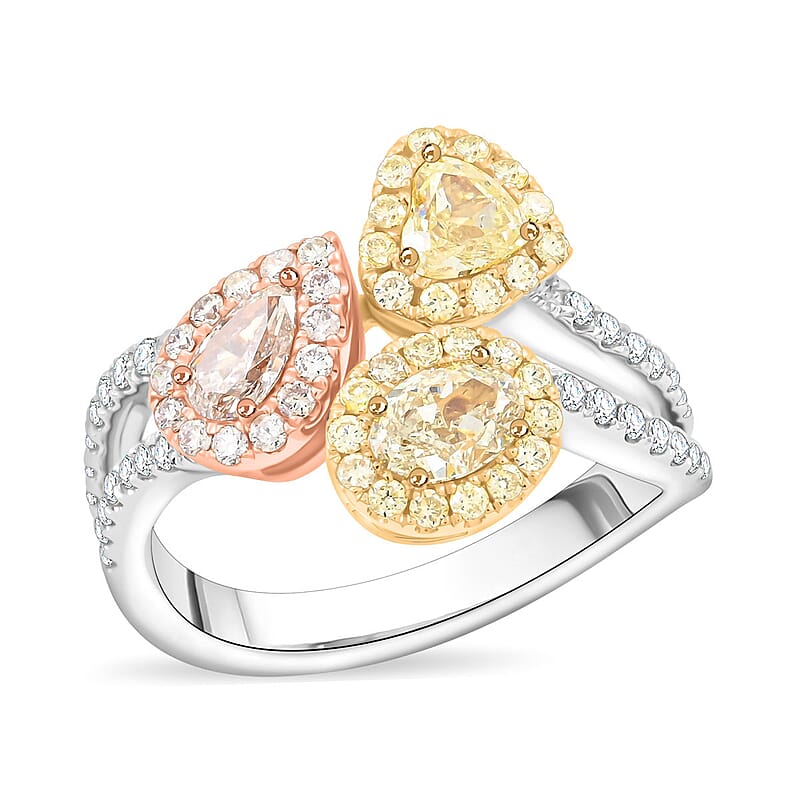 Modani 14K Yellow, White and Rose Gold SI2-SI3 Natural Pink, Yellow and White Diamond Ring (Size 10.0) (Del. in 10-12 Days) 1.50 ctw