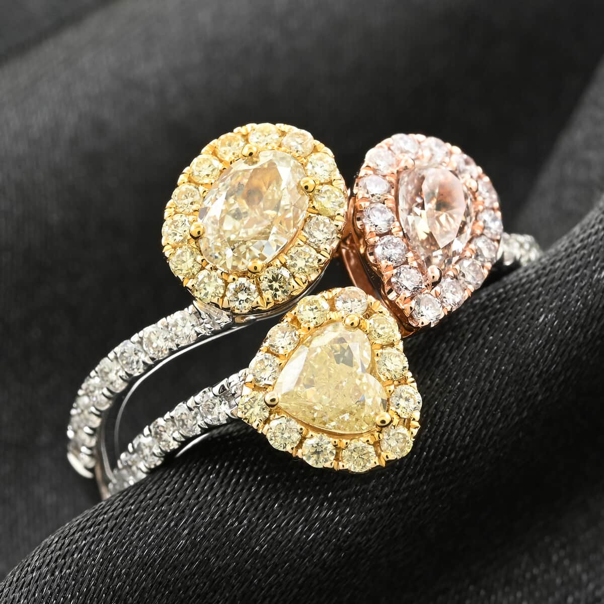 Modani 14K Yellow, White and Rose Gold Natural Pink, Yellow and White Diamond (SI2-SI3) Ring (Size 10.0) (Del. in 10-12 Days) 1.50 ctw image number 1