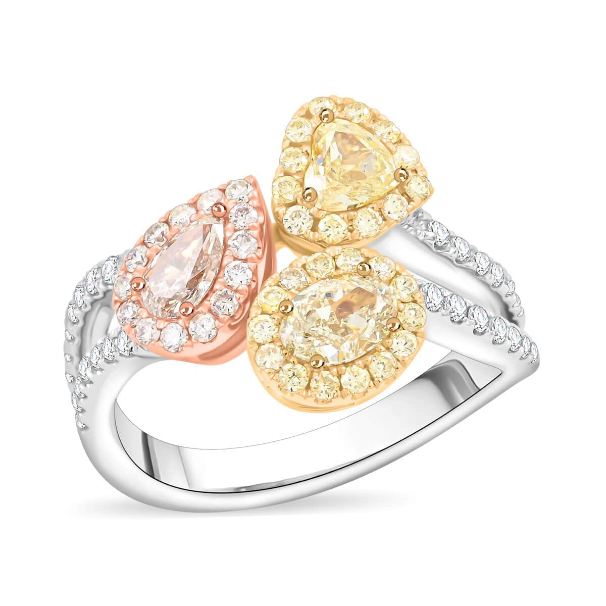 Modani 14K Yellow, White and Rose Gold SI2-SI3 Natural Pink, Yellow and White Diamond Ring (Size 6.0) 1.50 ctw image number 0