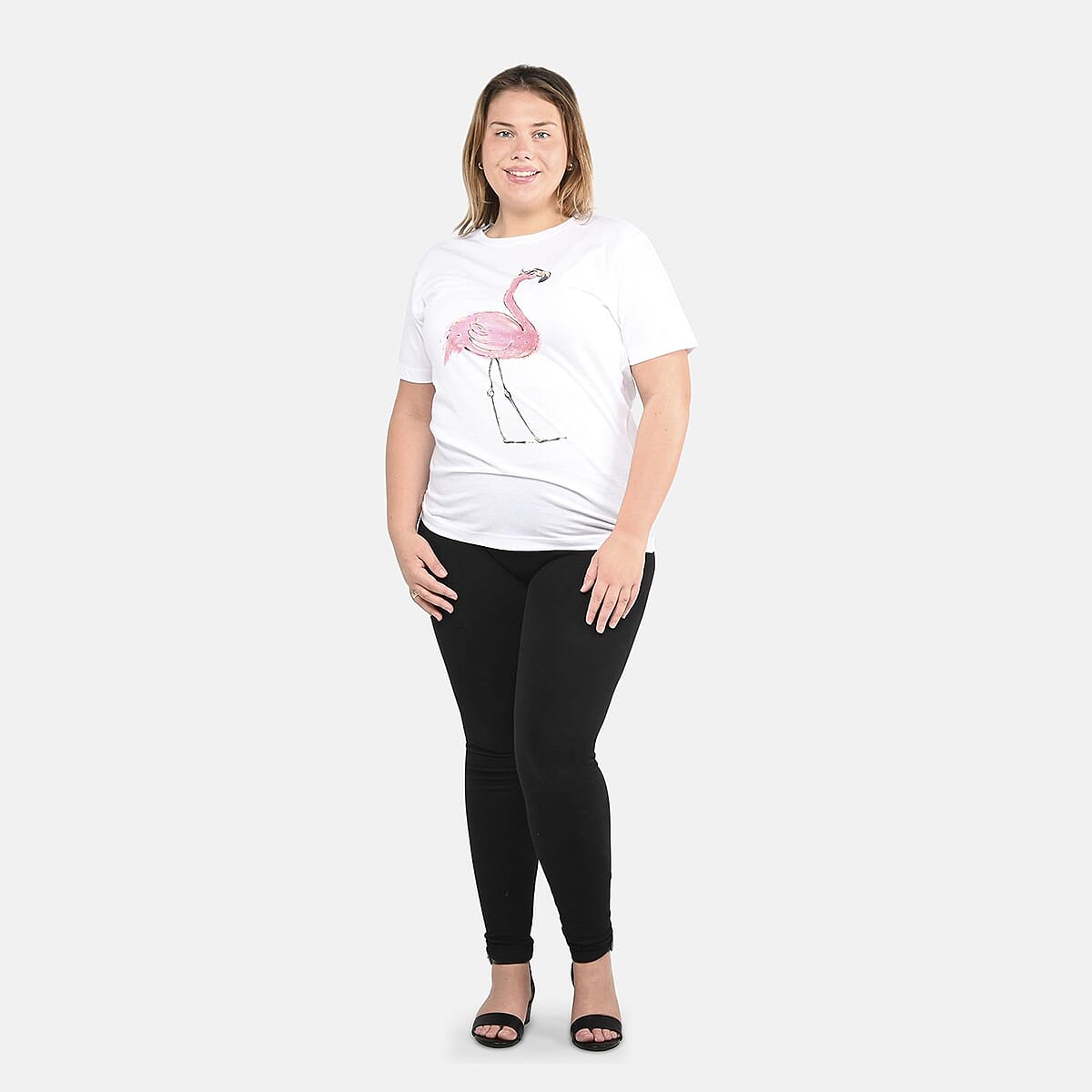 White 100% Cotton Flamingo Print T-Shirt (S-L) image number 0