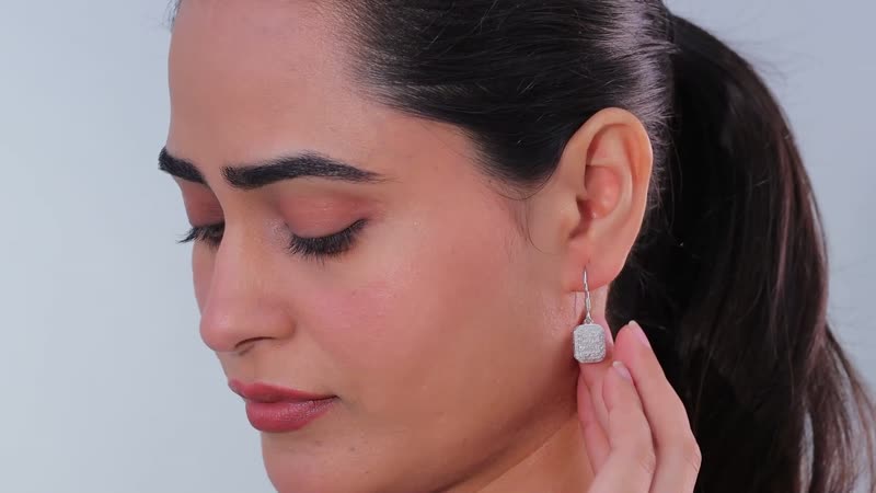 White Diamond 1.00 ctw Earrings in Rhodium Over Sterling Silver