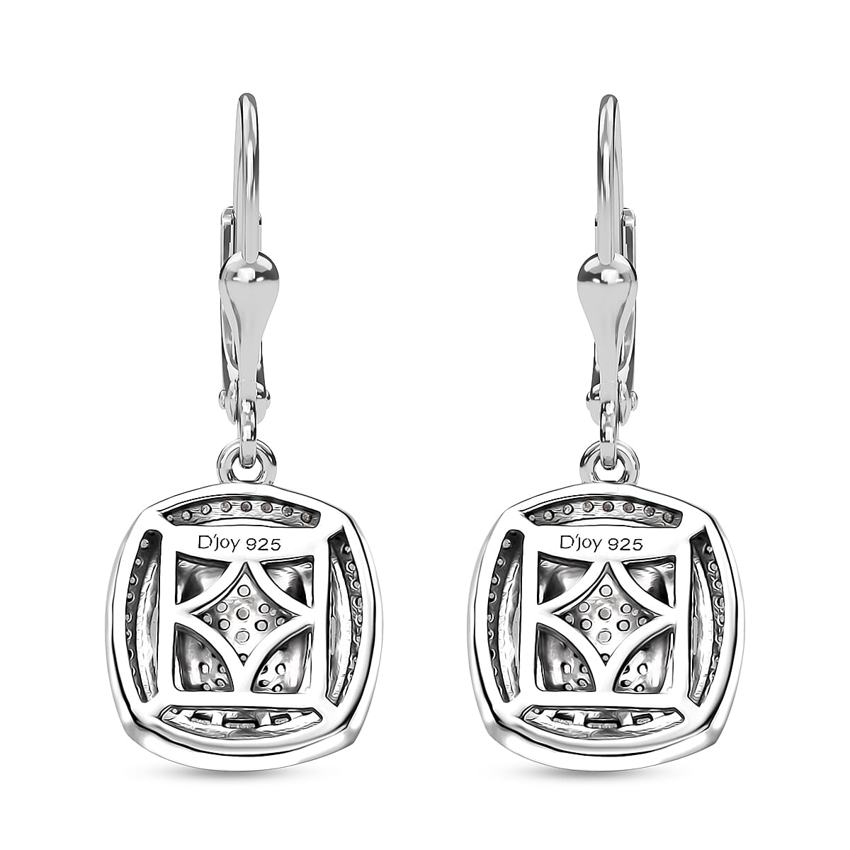 White Diamond 1.00 ctw Art and Deco Lever Back Earrings in Rhodium Over Sterling Silver