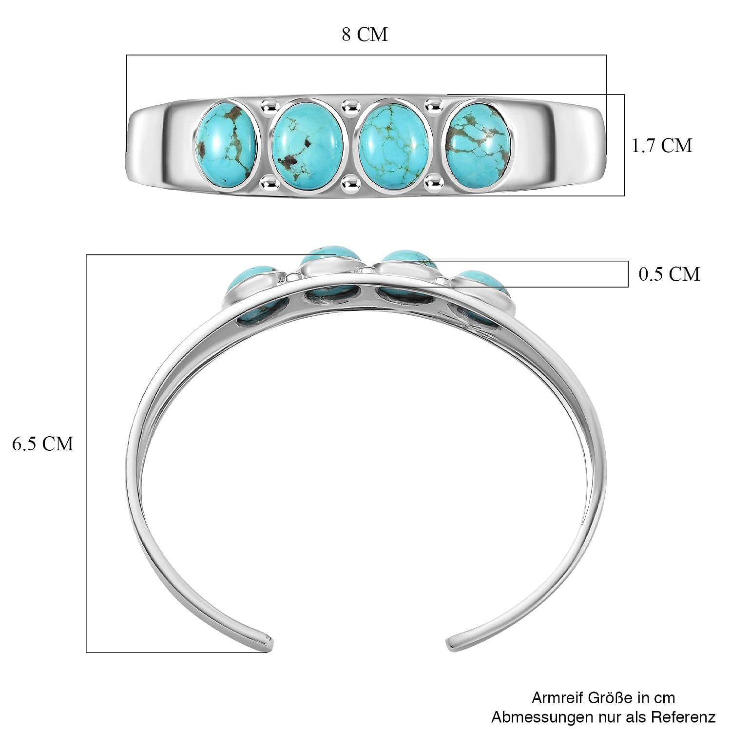 Artisan Crafted Sierra Nevada Turquoise Cuff Bracelet in Rhodium Over Sterling Silver (7.50 In) 19.50 ctw