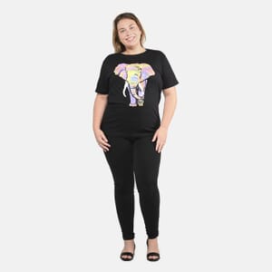 Black 100% Cotton Elephant Print T-Shirt (L-XXL)