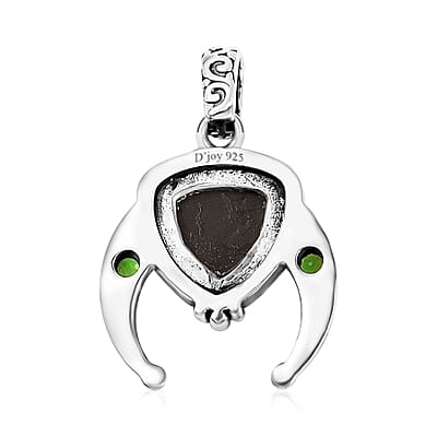 Artisan Crafted Canadian Ammolite and Chrome Diopside Pendant in Sterling Silver 0.10 ctw